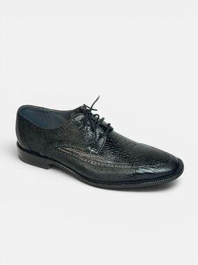 David X Genuine Lizard and Ostrich Men's Dress Shoes Black Size 9.5